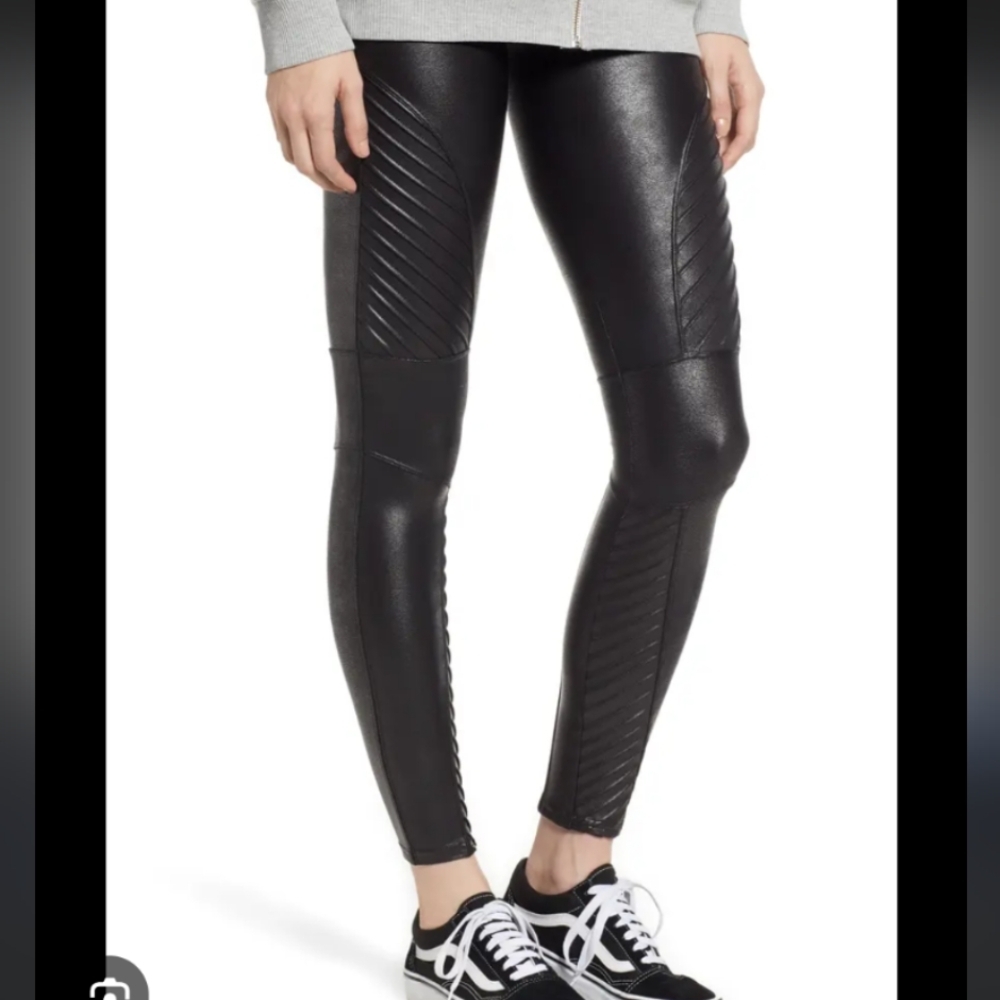 Spanx moto faux leather leggings